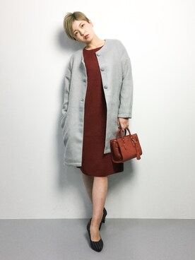 「Green　Parks（グリーンパークス）のアイテム（モッズコート）」を使った、阿久津友里さん（レディース・165cm）の冬コーディネート