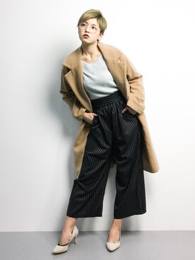 「ANOTHER BRANCH（アナザーブランチ）のアイテム（パンツ）」を使った、阿久津友里さん（レディース・165cm）の冬コーディネート