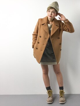 「Another Edition（アナザーエディション）のアイテム（その他アウター）」を使った、阿久津友里さん（レディース・165cm）の冬コーディネート