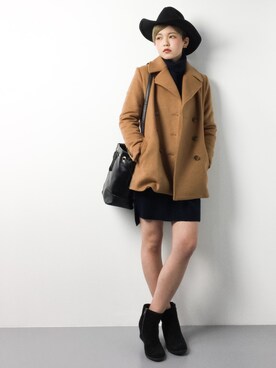 「Another Edition（アナザーエディション）のアイテム（その他アウター）」を使った、阿久津友里さん（レディース・165cm）の冬コーディネート