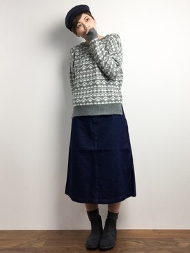 「halo commodity（ハロ　コモディティー）のアイテム」を使った、阿久津友里さん（レディース・165cm）の冬コーディネート