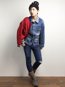 「JOUR de Language（ジュールドランゲージ）のアイテム」を使った、阿久津友里さん（レディース・165cm）の冬コーディネート