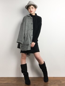 「ANOTHER BRANCH（アナザーブランチ）のアイテム（ワンピース/ドレス）」を使った、阿久津友里さん（レディース・165cm）の冬コーディネート