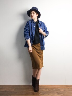 「INFIELDER DESIGN（インフィールダーデザイン）のアイテム」を使った、阿久津友里さん（レディース・165cm）の冬コーディネート