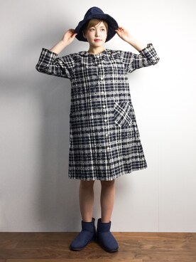 「INFIELDER DESIGN（インフィールダーデザイン）のアイテム」を使った、阿久津友里さん（レディース・165cm）の冬コーディネート