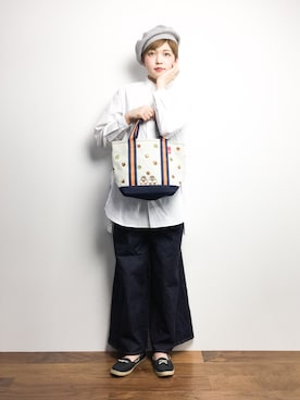 「note et silence （ノートエシロンス）のアイテム（帽子）」を使った、阿久津友里さん（レディース・165cm）の冬コーディネート