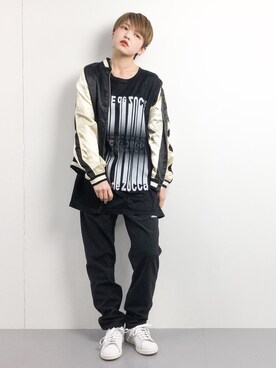 「unrelaxing（アンリラクシング）のアイテム（ブルゾン）」を使った、阿久津友里さん（レディース・165cm）の冬コーディネート