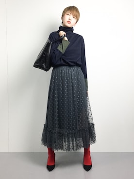 「STUDIOUS(ステュディオス)のアイテム」を使った、阿久津友里さん(レディース・165cm)の冬コーディネート