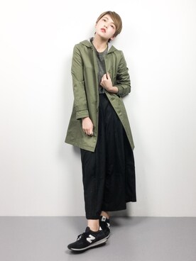 「ROPE' PICNIC（ロペピクニック）のアイテム（ステンカラーコート）」を使った、阿久津友里さん（レディース・165cm）の冬コーディネート