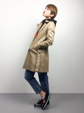 「JOURNAL STANDARD relume（ジャーナルスタンダード　レリューム）のアイテム（トレンチコート）」を使った、阿久津友里さん（レディース・165cm）の冬コーディネート