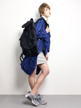 「mercibeaucoup,（メルシーボークー）のアイテム（ジャケット/アウター）」を使った、阿久津友里さん（レディース・165cm）の冬コーディネート