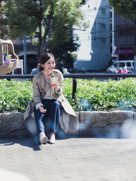 「IENA」｜「アイテム（トレンチコート）」を使った、nanaさん（レディース・153cm）の春コーディネート