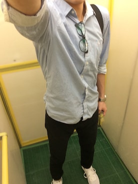 「アイテム（ボディバッグ/ウエストポーチ、ブルー系）」を使った、Yuheiさん（メンズ・178cm）の秋コーディネート