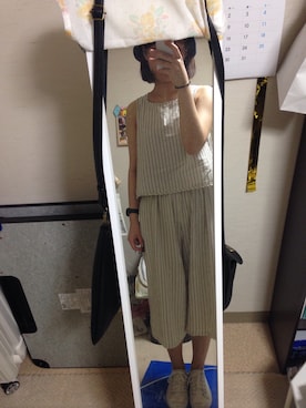 「アイテム（つなぎ/オールインワン、ベージュ系）」を使った、あおさん（レディース・166cm）の夏コーディネート