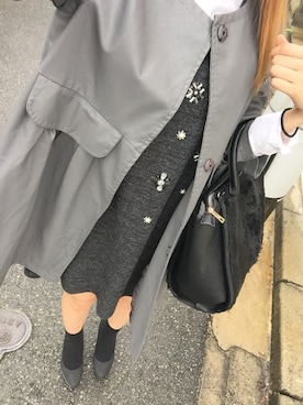 「ロングジャケット」｜「アイテム（ワンピース/ドレス）」を使った、ｎ.さん（レディース・158cm）の秋コーディネート