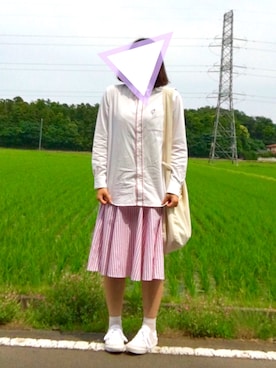 「赤白コーデ」｜みかこさん（レディース・166cm）の夏コーディネート
