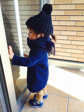 「アイテム（タイツ/ストッキング、オレンジ系）」を使った、せーなさん（キッズ・80cm）の秋コーディネート