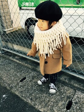 「子供服」｜「アイテム（チェスターコート）」を使った、せーなさん（キッズ・80cm）の冬コーディネート