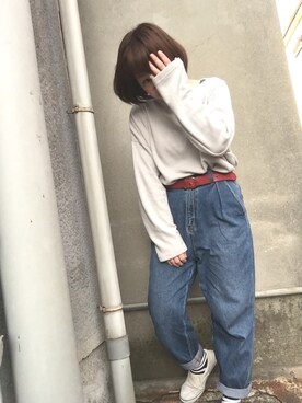 「マムジーンズ」｜おおのさん（レディース・149cm）の冬コーディネート