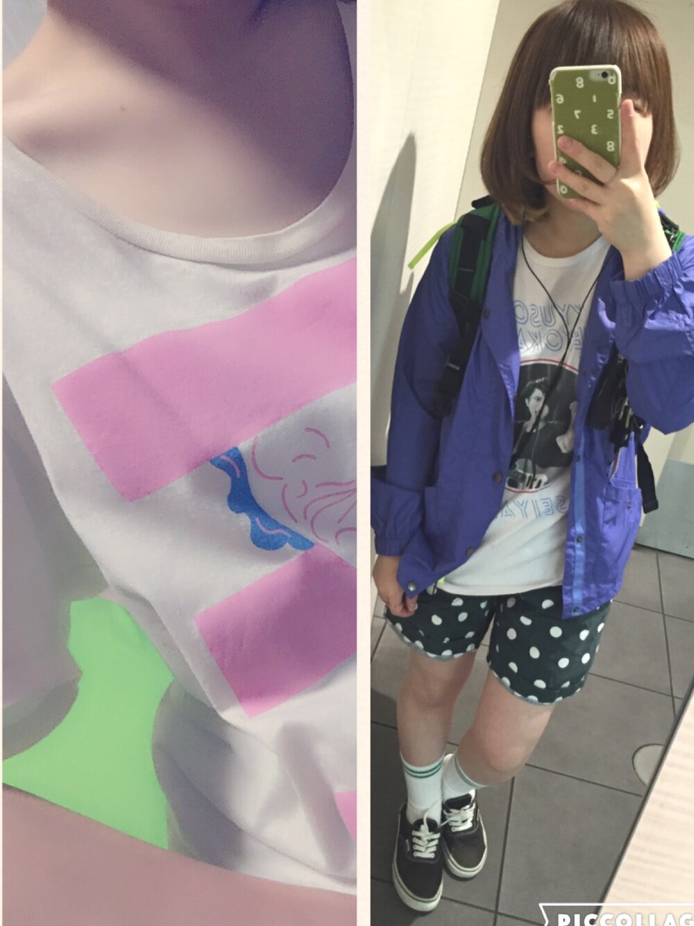 「フェススタイル、バンT、クリープハイプ、キュウソネコカミ、メトロック、グラミチ、みずたま、ショートパンツ、ボブ、フェス」｜「クリープハイプのアイテム（Tシャツ/カットソー、ピンク系）」を使った、おおのさん（レディース・149cm）の春コーディネートの1枚目の写真
