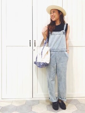 「リップスター」｜「アイテム（サロペット/オーバーオール）」を使った、lipstar_officialさん（レディース・153cm）の夏コーディネート
