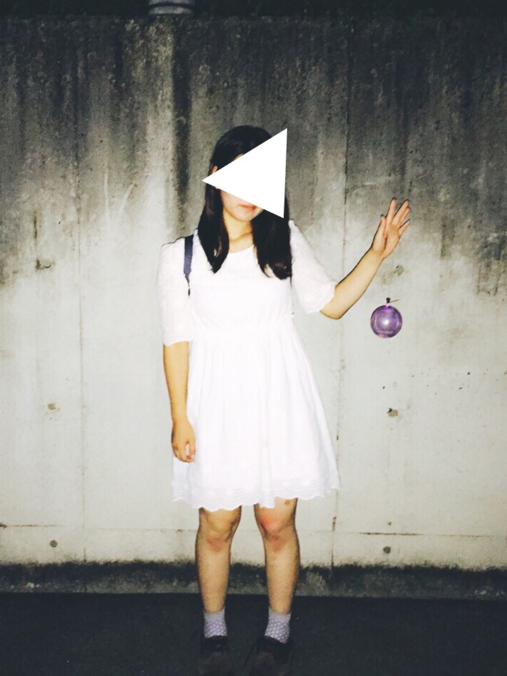 「夏、ワンピース、白ワンピース、Crisp、靴下屋、kanken、リュック、Dr.Martens」｜「Crispのアイテム（ワンピース、ホワイト系）」を使った、J ▲さん（レディース・155cm）の夏コーディネートの1枚目の写真