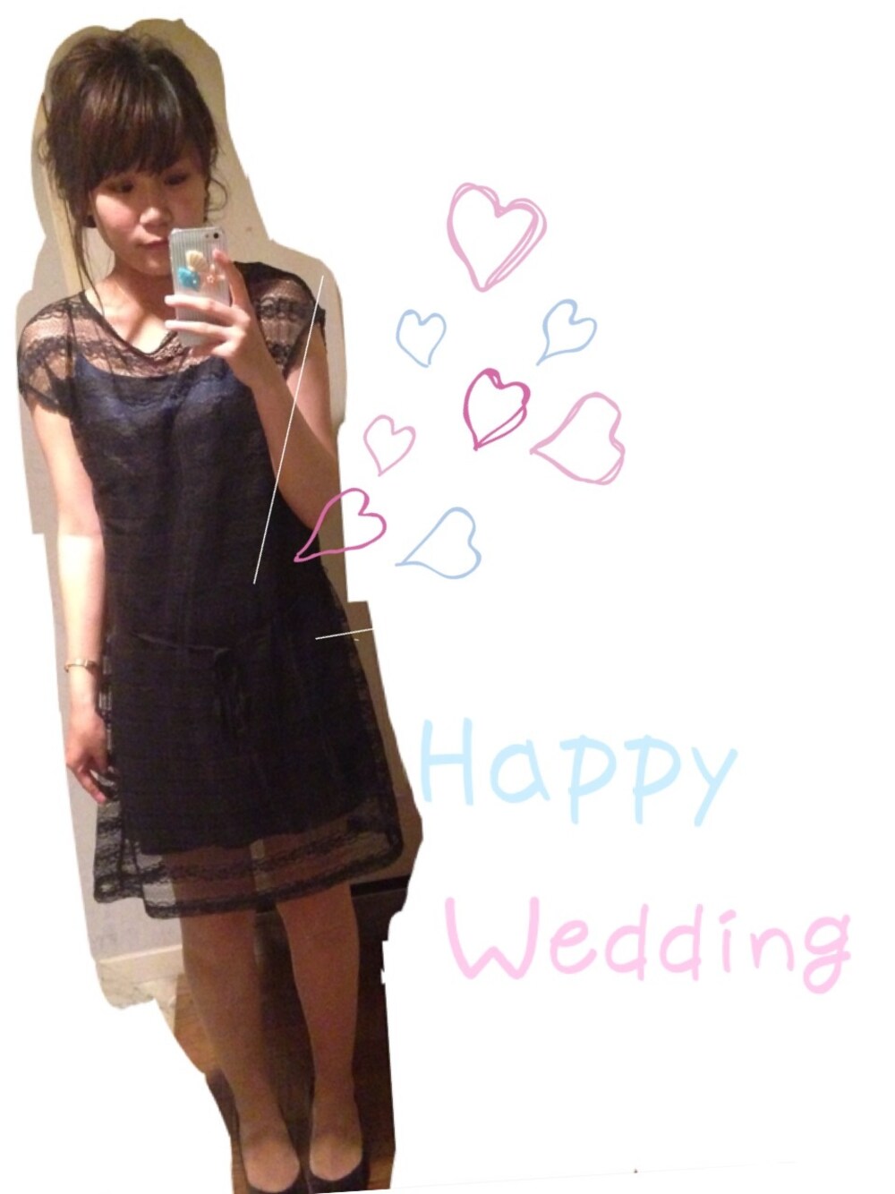 「ドレス、結婚式二次会スタイル」｜「FREE'S SHOPのアイテム（その他ヘアアクセサリー、ピンク系）」を使った、cham*さん（レディース・158cm）の夏コーディネートの1枚目の写真