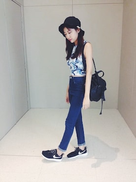 「MONKI（モンキ）のアイテム（ベスト）」を使った、Chaelia さん（レディース・165cm）の夏コーディネート