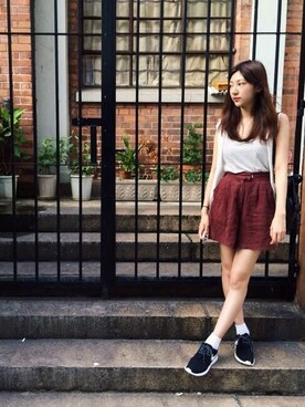 「Nike flyknit」｜「アイテム（Tシャツ/カットソー）」を使った、Chaelia さん（レディース・165cm）の夏コーディネート