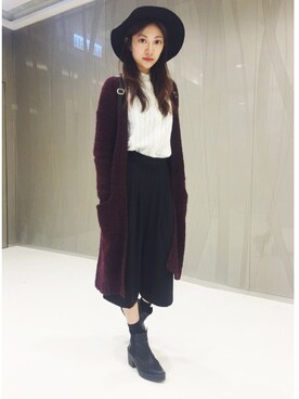 「red」｜「アイテム（ダウンジャケット/コート）」を使った、Chaelia さん（レディース・165cm）の冬コーディネート