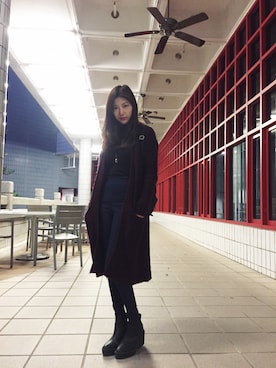 「red」｜「アイテム（ダウンジャケット/コート）」を使った、Chaelia さん（レディース・165cm）の冬コーディネート