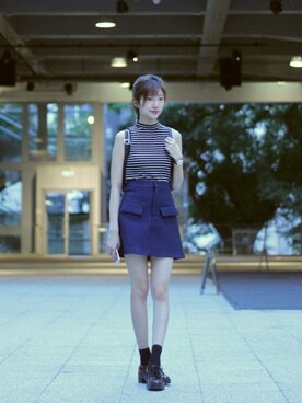 「CASIO」｜「アイテム（ブーツ）」を使った、Chaelia さん（レディース・165cm）の春コーディネート