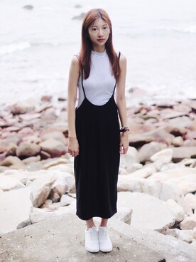 「MONKI（モンキ）のアイテム（ベスト）」を使った、Chaelia さん（レディース・165cm）の秋コーディネート