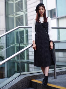 「A land（エーランド）のアイテム（アクセサリー）」を使った、Chaelia さん（レディース・165cm）の春コーディネート