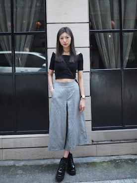 「A land（エーランド）のアイテム（アクセサリー）」を使った、Chaelia さん（レディース・165cm）の春コーディネート