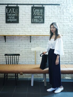 「A land（エーランド）のアイテム（アクセサリー）」を使った、Chaelia さん（レディース・165cm）の夏コーディネート