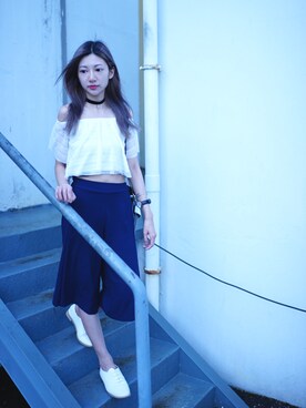 「MONKI（モンキ）のアイテム（アクセサリー）」を使った、Chaelia さん（レディース・165cm）の夏コーディネート
