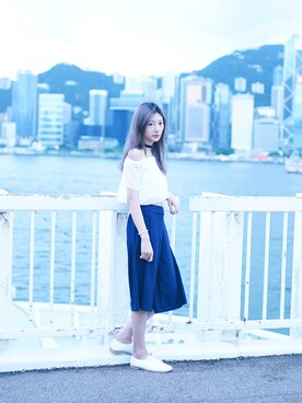 「MONKI（モンキ）のアイテム（アクセサリー）」を使った、Chaelia さん（レディース・165cm）の夏コーディネート