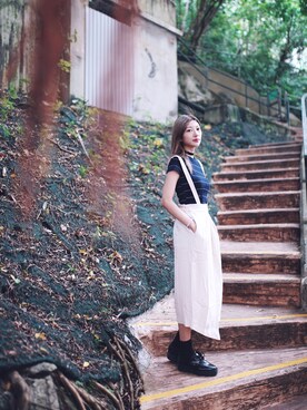「MONKI（モンキ）のアイテム（シューズ）」を使った、Chaelia さん（レディース・165cm）の夏コーディネート