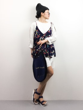 「チャイハネ（チャイハネ）のアイテム（キャミソール）」を使った、ちばゆきZさん（レディース・157cm）の春コーディネート
