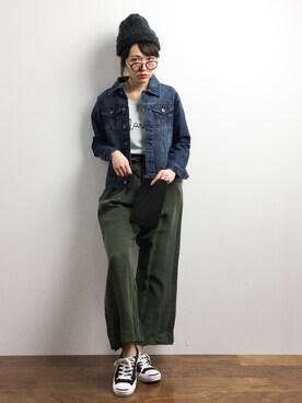 「RAY CASSIN（レイカズン）のアイテム（デニムジャケット）」を使った、ちばゆきZさん（レディース・157cm）の春コーディネート