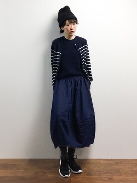 「UP START（アップスタート）のアイテム」を使った、ちばゆきZさん（レディース・157cm）の春コーディネート