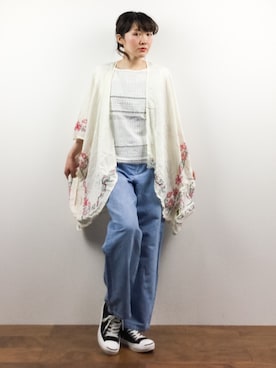 「チャイハネ（チャイハネ）のアイテム（カーディガン/ボレロ）」を使った、ちばゆきZさん（レディース・157cm）の春コーディネート