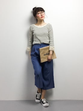 「Marilyn Moon（マリリンムーン）のアイテム（ニット/セーター）」を使った、ちばゆきZさん（レディース・157cm）の春コーディネート