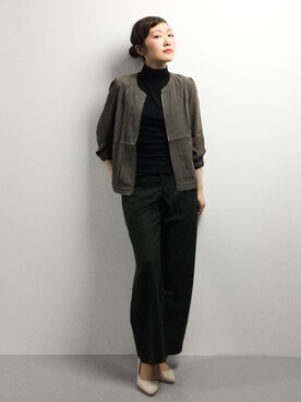 「nusy（ヌージー）のアイテム（ジャケット/アウター）」を使った、ちばゆきZさん（レディース・157cm）の春コーディネート