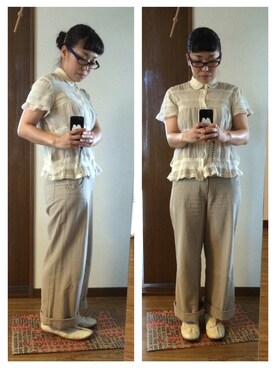 「tricot COMME des GARCONS（トリココムデギャルソン）のアイテム（その他シューズ）」を使った、nellnellnellさん（レディース・160cm）の夏コーディネート