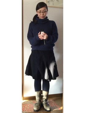 「tricot COMME des GARCONS（トリココムデギャルソン）のアイテム（ブーツ）」を使った、nellnellnellさん（レディース・160cm）の冬コーディネート