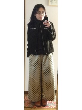 「tricot COMME des GARCONS（トリココムデギャルソン）のアイテム（ライダースジャケット）」を使った、nellnellnellさん（レディース・160cm）の春コーディネート