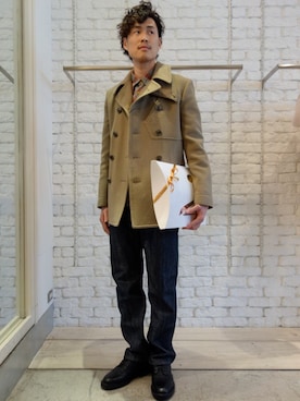 「N.HOOLYWOOD（N.ハリウッド）のアイテム（ピーコート）」を使った、ONEPAIRさん（メンズ・173cm）の秋コーディネート