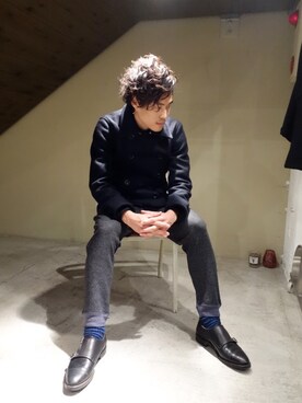 「nonnative（ノンネイティブ）のアイテム（ピーコート）」を使った、ONEPAIRさん（メンズ・173cm）の秋コーディネート
